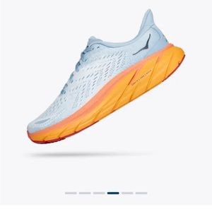 HOKA Clifton 8 Baby Blue & Orange. Never worn!